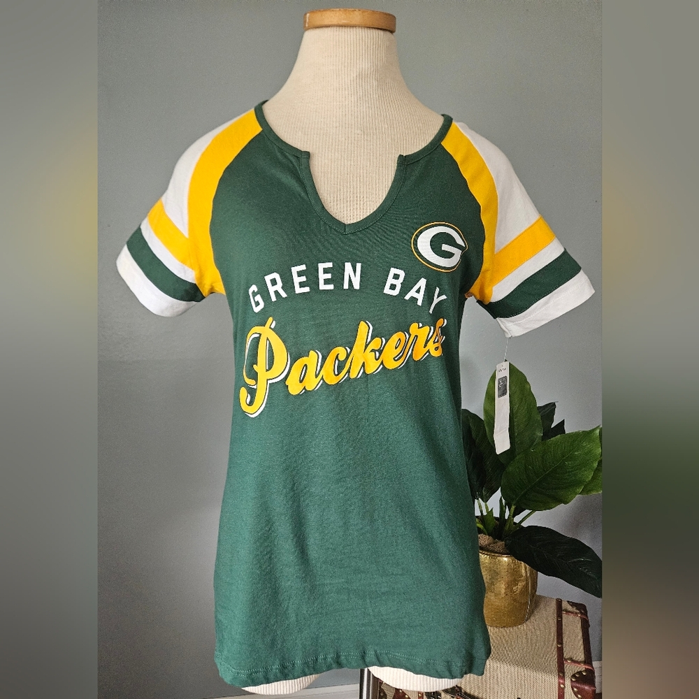 NWT Green Bay Packers NFL Retro Block Letter Graphic Tee Gameday Shirt Size S